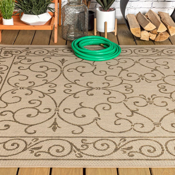 Charleston Vintage Filigree Textured Weave Indoor/outdoor Area Rug